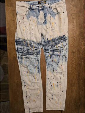 Demolition Men’s Jeans  Baggy Y2K Grunge Hip Hop Stylish Skater 34x30